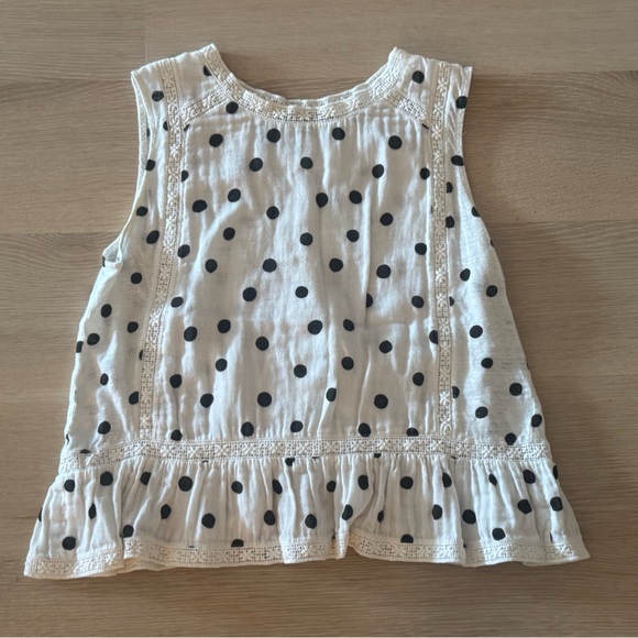 GENERATION LOVE White Polkadot Cutaway Women’s Lace Trim Blouse Top - Size XS - Picture 1 of 8